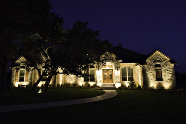 House with Outside Lights On