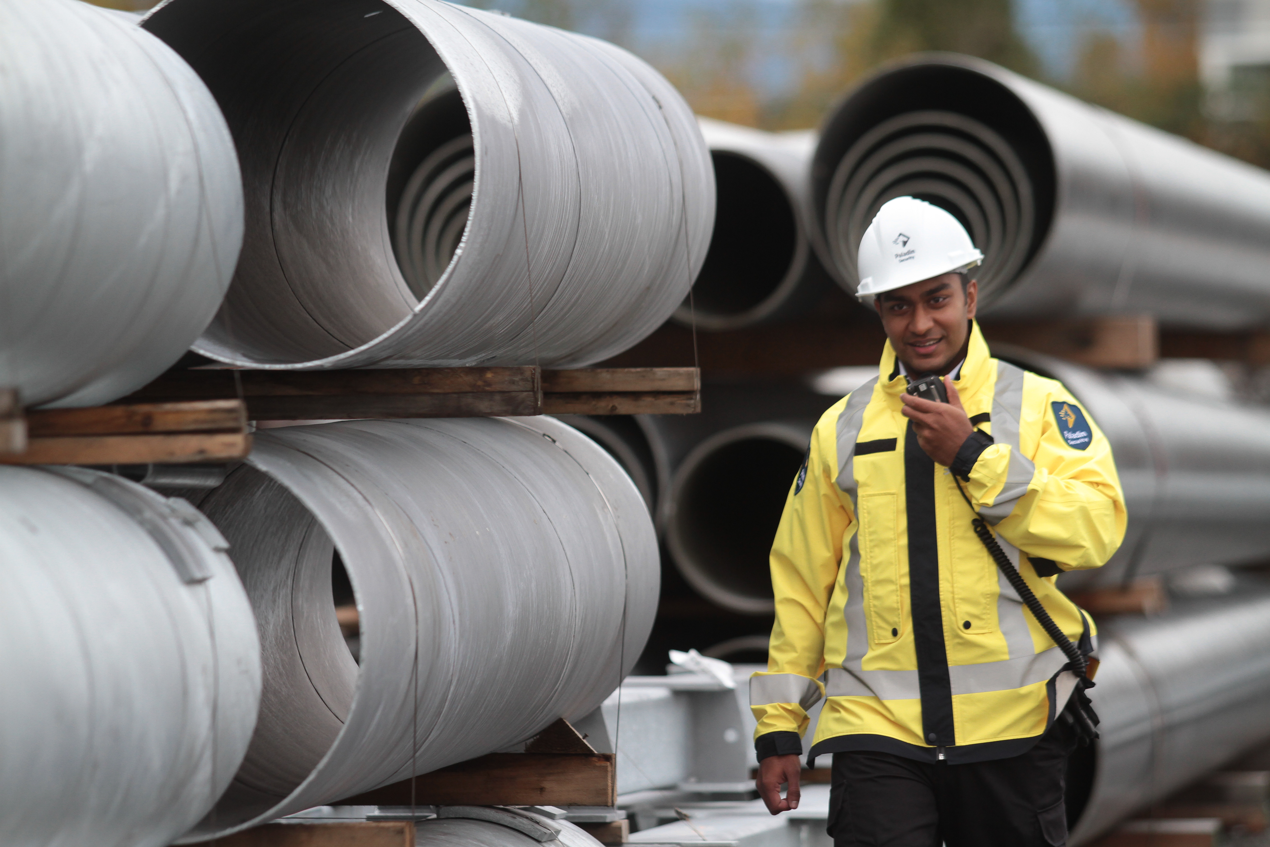 Security guard protecting an industrial site